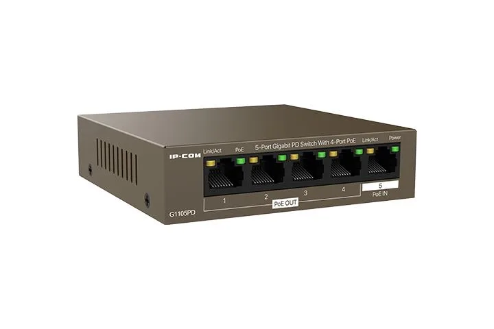 سويتش Gigabit غير مُدار IP-COM G1105PD مع 4 منافذ PoE